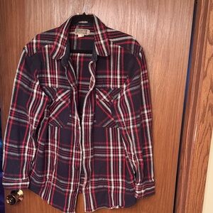 Duluth Trading Co Red and Black Plaid Shirt Jacket